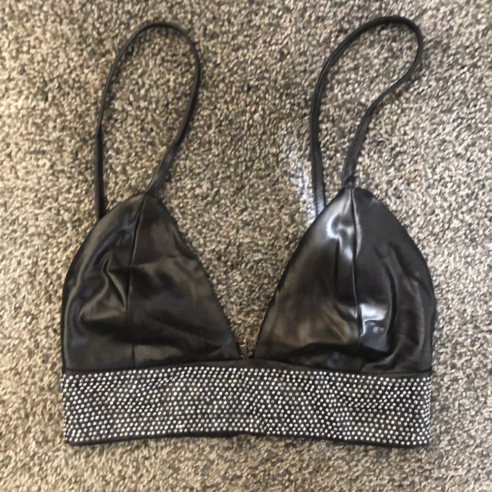 Faux leather bra top